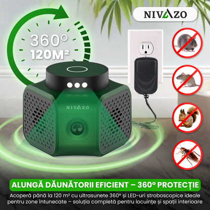 Aparat cu ultrasunete împotriva șoarecilor Nivazo UR02, 4 moduri, 360°