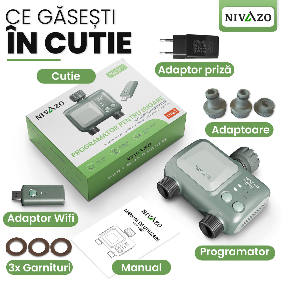 Programator irigat Nivazo® WaterMaster HCT-626, 2 zone