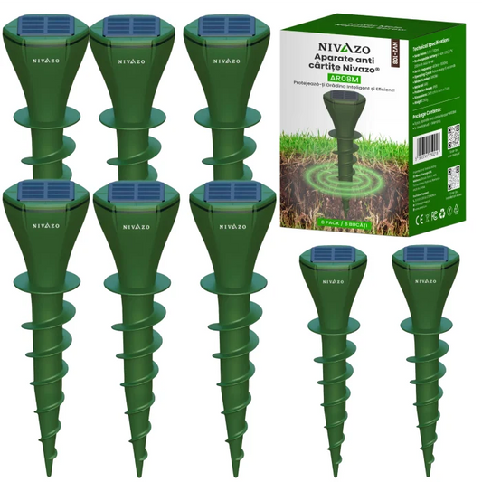 Set 2 dispozitive anti-cârtițe Nivazo AR08M, 3 moduri, 350 m², solar